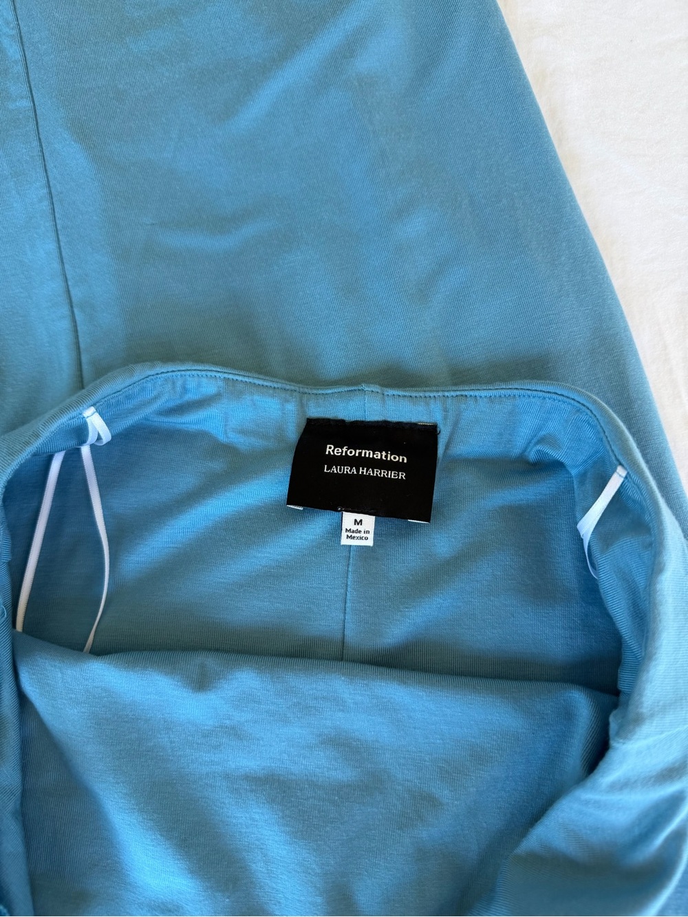 Reformation Etta Blue Strapless Summer Midi Dress - Picture 3 of 5